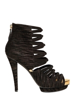 BURAK UYAN - 120MM SUEDE OPEN TOE BOOTS - BLACK