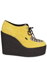 UNDERGROUND - ZEPPE IN PELLE E CAVALLINO 120MM - GIALLO/LEOPARD