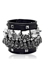 GEDEBE - BIJOUX UND NIETEN LEDER ARMBAND - SCHWARZ/SILBER