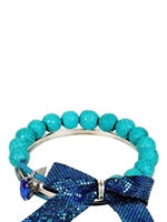 MOUTONCOLLET - PERLEN UND MASCHEN ARMBAND - SILBER/BLAU
