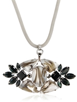 MOUTONCOLLET - MARBLE CAMEY NECKLACE - BLACK/GREY