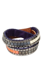 FIONA PAXTON - DOPPEL WICKEL ARMBAND - SILBER/ORANGE