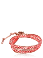 COLANA - SWAROVSKI KRISTALLE AUF LEDER ARMBAND - HELLPINK