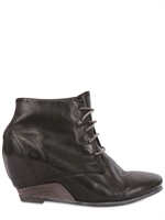 NYLO - 80MM VINTAGE CALFSKIN LACE UP WEDGES - BLACK