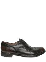 OFFICINE CREATIVE - WASHED LEATHER OXFORD LACE-UP SHOES - BLACK/BROWN