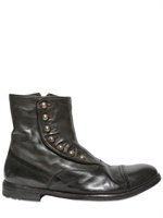 OFFICINE CREATIVE - DYED WASHED LEATHER BOOTS - BLACK/MILITARY