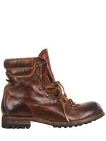 OFFICINE CREATIVE - VINTAGED WASHED LEATHER BOOTS - BROWN