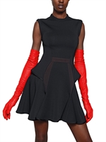 GIVENCHY - FLARED VISCOSE PUNTO MILANO DRESS - BLACK/BROWN