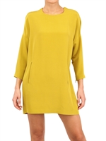 GIANLUCA CAPANNOLO - MAROCAIN CREPE DRESS - SENAPE