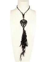 KD2024 - TONK GREEN TORBION PENDANT NECKLACE - SILVER/GREEN