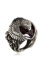 KD2024 - NAUTA EAGLE AMETHYST AND ONYX RING - SILVER
