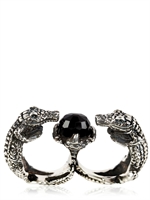 KD2024 - ALLIGATOR PULSE ONYX RING - SILVER