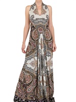 ETRO - PRINTED VISCOSE JERSEY LONG DRESS - MULTI WHITE