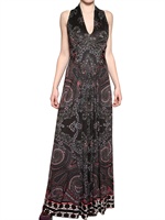ETRO - PRINTED VISCOSE JERSEY LONG DRESS - MULTI BLACK