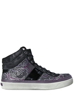 JIMMY CHOO - PAISLEY JACQUARD BELGRAVIA SNEAKERS - BLACK/PURPLE