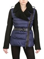 ANTONIO CROCE - PIUMINO IN NYLON E SHEARLING - BLU SCURO/NERO