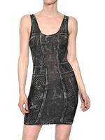 FAITH CONNEXION - LAMINATED VISCOSE OTTOMAN KNIT DRESS - SILVER