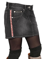 ISABEL MARANT ÉTOILE - EMBROIDERED COTTON DENIM SKIRT - BLACK