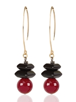 HEDONE ROMANE - FANTASY AGATE AND ONYX EARRINGS - BROWN