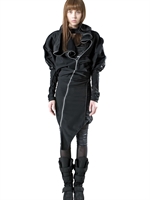 DEMOBAZA - MAGLIA IN JERSEY CON ZIP - NERO