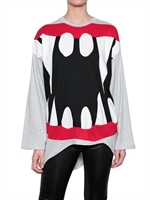 DANIEL PALILLO - MONSTER MOUTH PATCHWORK JERSEY SWEATER - BLACK/RED