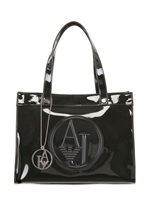 ARMANI JEANS - EMBOSSED LOGO PATENT TASCHE - SCHWARZ