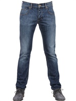 ARMANI JEANS - 18,5CM LOW WAIST STRETCH SLIM FIT JEANS - BLUE