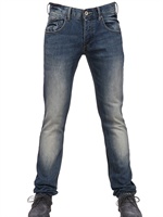ARMANI JEANS - 18,5CM LOW WAIST STRETCH SLIM FIT JEANS - BLUE