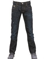 ARMANI JEANS - 19,5CM VINTAGE WASH TIGHT LEG JEANS - BLUE