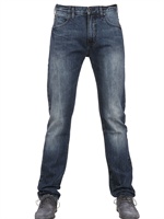 ARMANI JEANS - 19,5CM REGULAR WASHED DENIM JEANS - BLUE