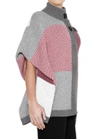 PARRONCHI - WOOL CASHMERE JACQUARD KNIT CARDIGAN - GREY/RED