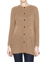 DES PETITS HAUTS - TECHNO MOHAIR BLEND KNITTED CARDIGAN - CAMEL