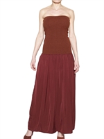 ANIYE BY - RIBBED KNIT & NYLON LONG DRESS - BORDEAUX