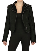 RUE THE TANNEURS - NAPPA LEATHER AND SHEARLING BIKER JACKET - BLACK
