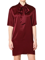 SPACE - STRETCH SATIN DRESS - BORDEAUX