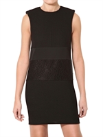 SPACE - STRETCH GABARDINE WITH BROCADE DRESS - BLACK