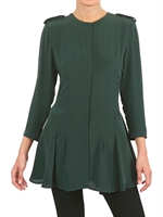 SPACE - CREPE DE CHINE SHIRT - FOREST GREEN