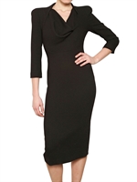 ALEXANDER MCQUEEN - TEXTURED SILK CADY DRESS - BLACK