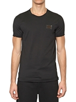 DOLCE & GABBANA - T-SHIRT IN JERSEY DI COTONE CON PLACCA LOGO - NERO