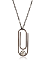 RAFIDA BIJOUX - PIN CRYSTAL NECKLACE - GUN METAL