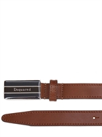 DSQUARED - 2,5CM ENAMELED LOGO LEDER GÜRTEL - BRAUN