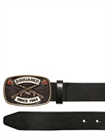 DSQUARED - 3,5CM RIFFLE LOGO LEDER GÜRTEL - SCHWARZ