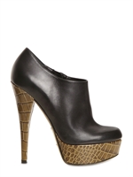 ALEJANDRO INGELMO - 140MM CALF AND CROCO PRINT LOW BOOTS - BLACK/OLIVE
