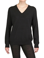 ANNAPURNA - V-NECK CASHMERE KNIT SWEATER - BLACK