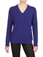 ANNAPURNA - V-NECK CASHMERE KNIT SWEATER - NAVY