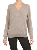 ANNAPURNA - V-NECK CASHMERE KNIT SWEATER - BEIGE