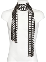 EMANUELE BICOCCHI - SILVER SPIKES AND LEATHER LARGE NECKLACE - BLACK