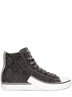PUMA - MIHARA YASUHIRO - SNAKE PRINT LEATHER HIGH TOP SNEAKERS - GREY