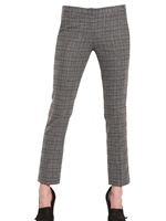 METRADAMO - CHECK WOOL STRETCH TROUSERS - GREY
