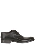 SHOTO - SCARPE STRINGATE EFFETTO VINTAGE IN PELLE TUFFATA - NERO